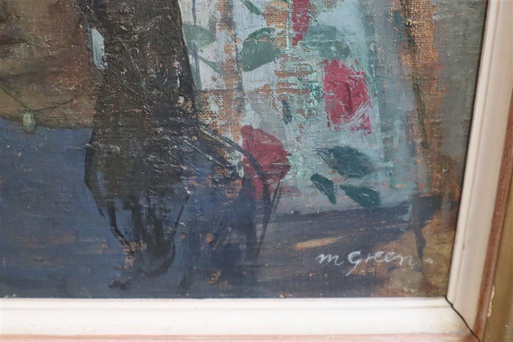 § Margaret Green (1925-2003) The Parlour Window 16.75 x 29.5in.